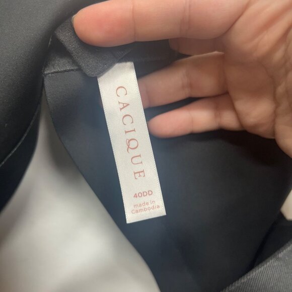 Cacique Black Full Coverage Underwire Bra 40DD Smooth Back Support Nylon Blend - Picture 2 of 10